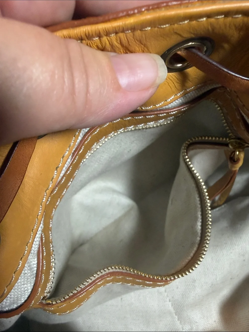 Turquoise & Tan Michael Kors Drawstring Bucket Bag - Women